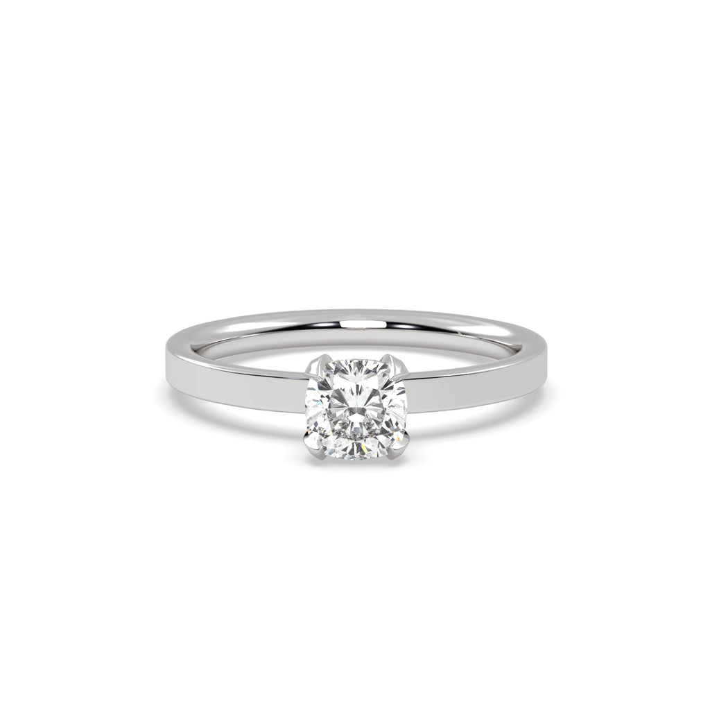 0.50 Carat Cushion Diamond Engagement Ring in 18k White Gold