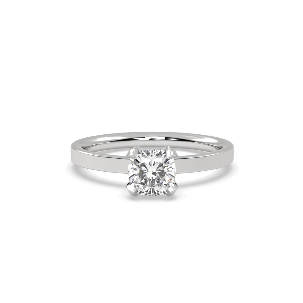 1ct Cushion Diamond Engagement Ring in 18k White Gold