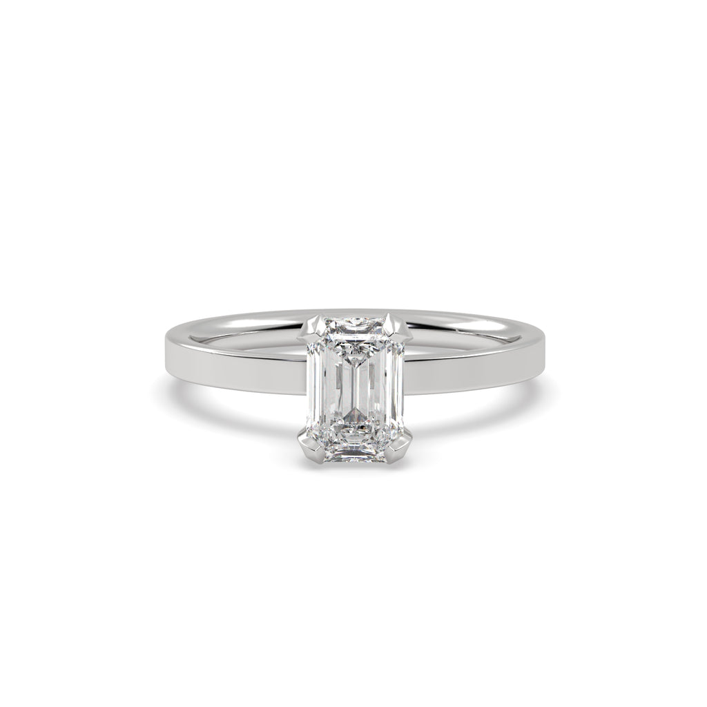 1ct Emerald Cut Diamond Engagement Ring in 18k White Gold