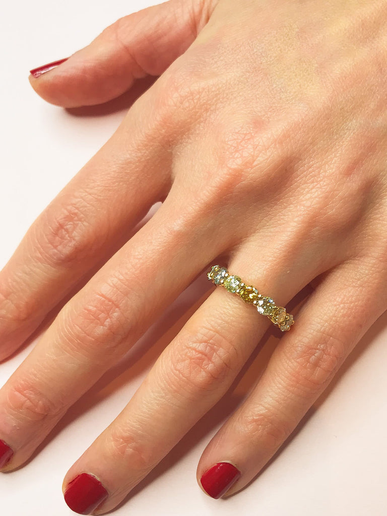 Eternity Ring: Striking Multicolour Diamond Band in 18k Yellow Gold