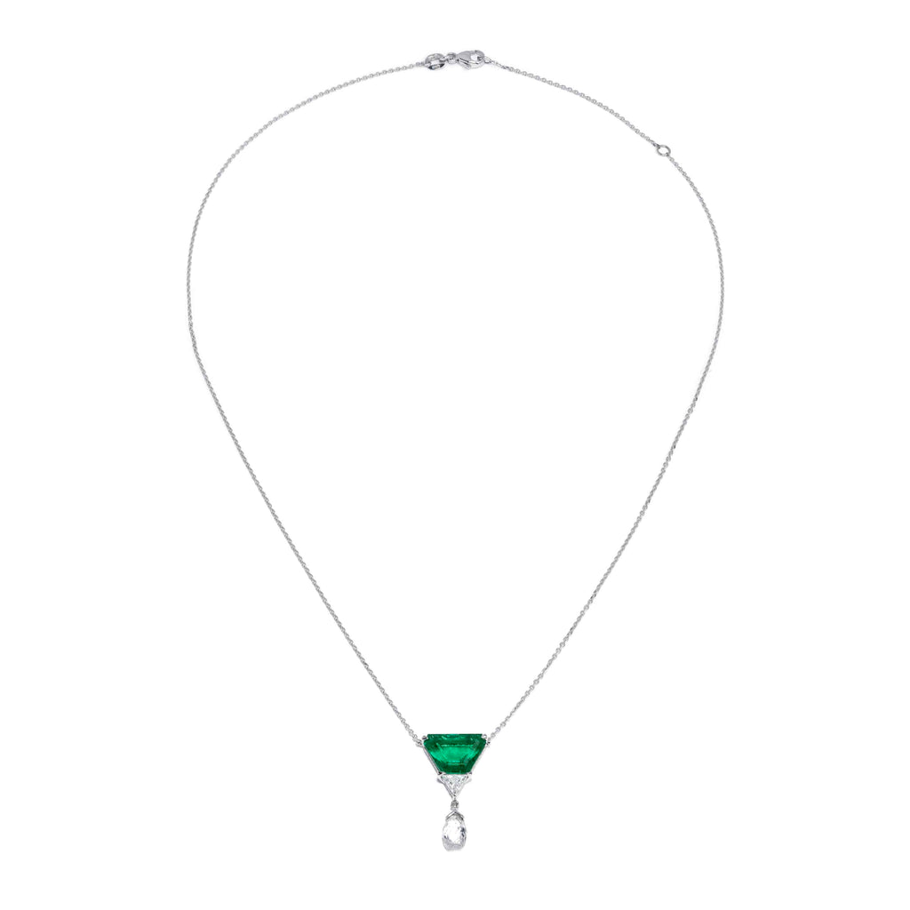 Emerald Necklace: 3 Carat Emerald and Diamond Necklace in Platinum