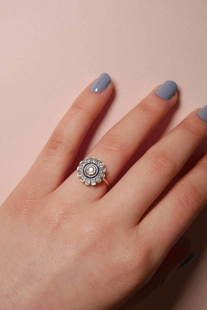 Cocktail Ring: Diamond and Sapphire 'Target' Ring