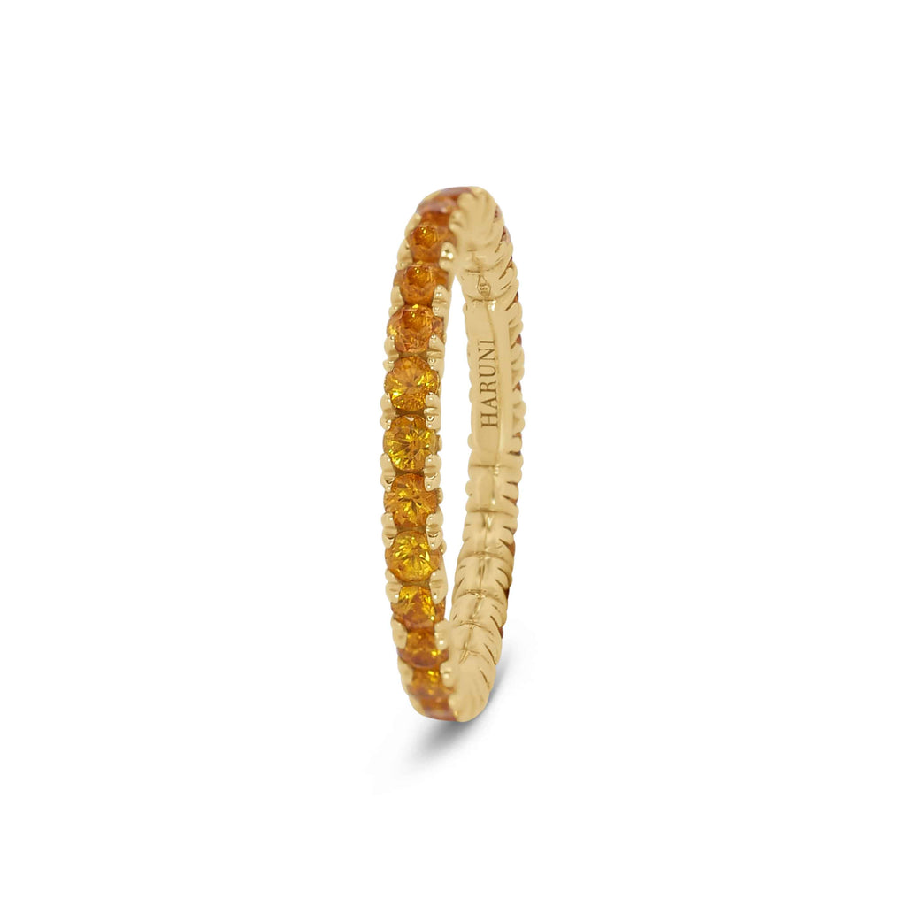 Eternity Ring: Peachy Yellow Sapphire Eternity Band in 18k Yellow Gold