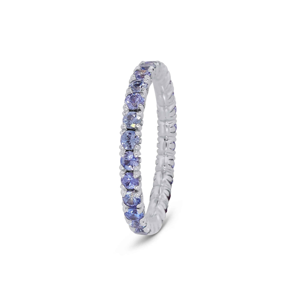 Eternity Ring: Icy Blue Sapphire Eternity Band in 18k White Gold