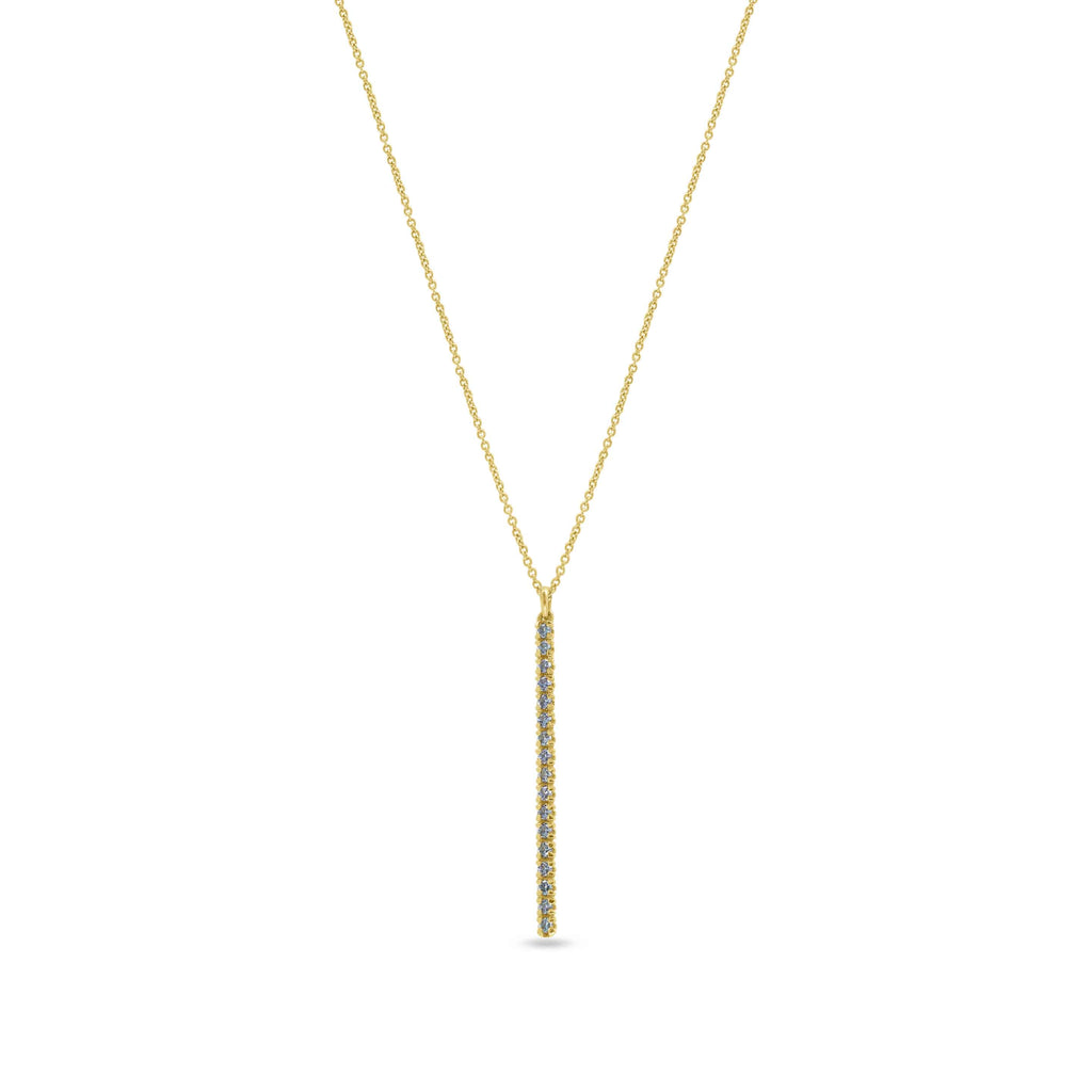 Pendant Necklace: Colour Change Garnet Long Bar Pendant in 18k Yellow Gold
