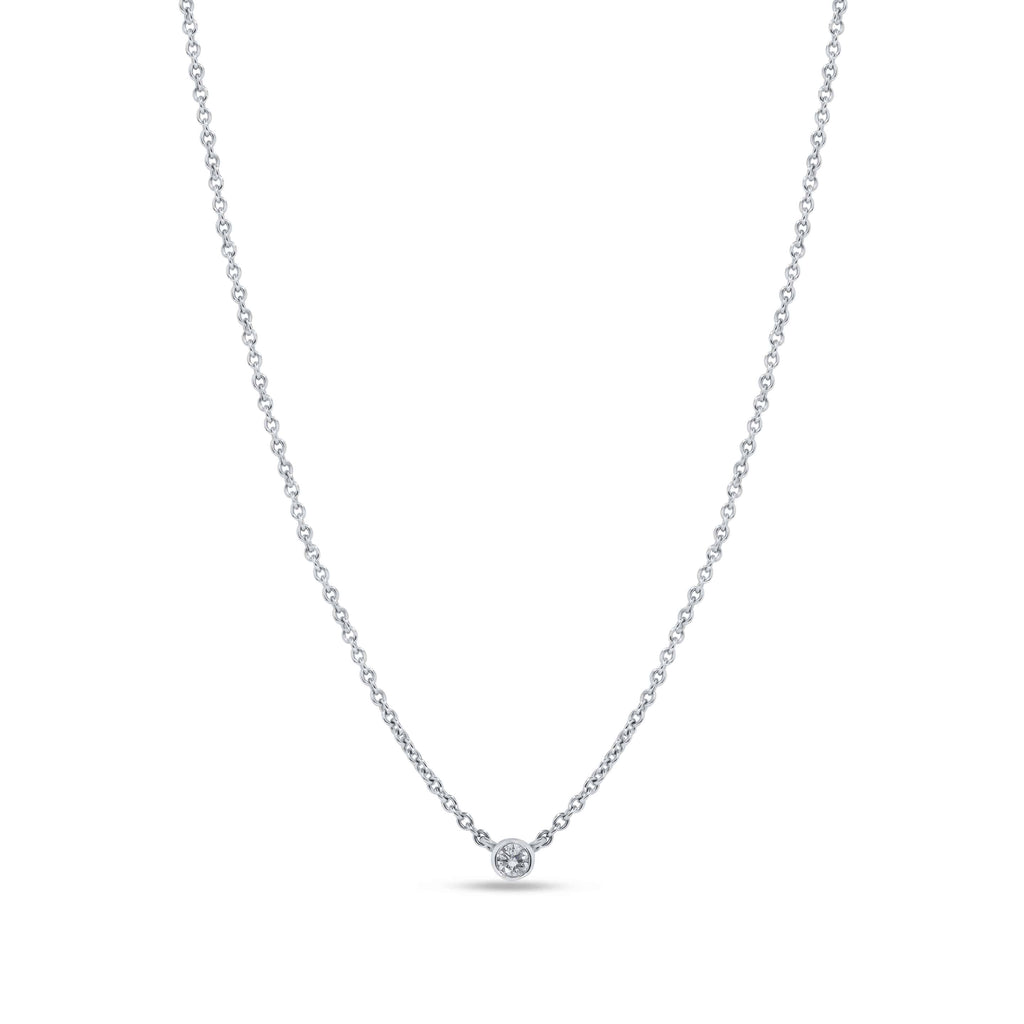 Pendant Necklace: Solitiare Diamond Necklace in 18k White Gold