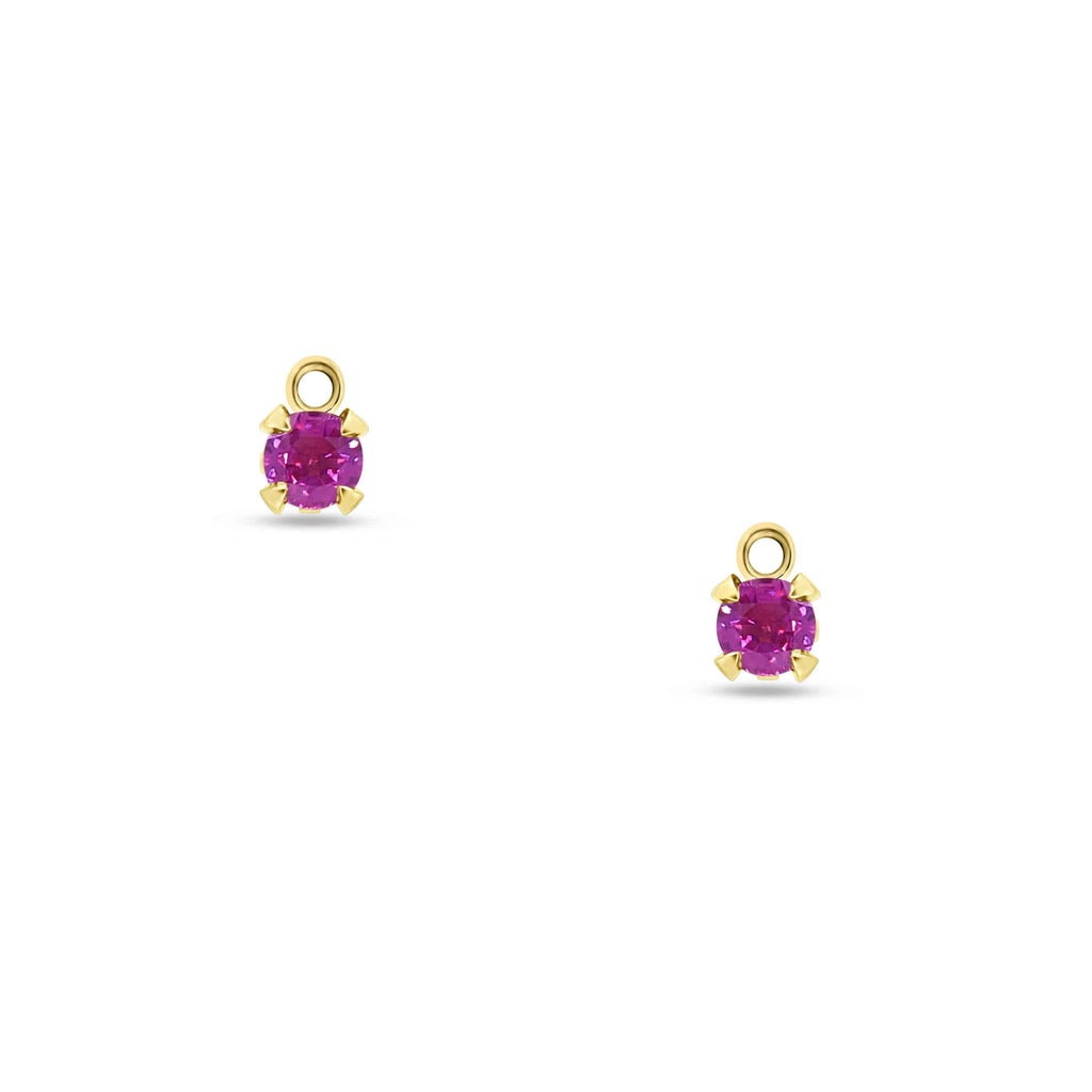 Jewellery Charms: Round Ruby Charms in 18k Yellow Gold
