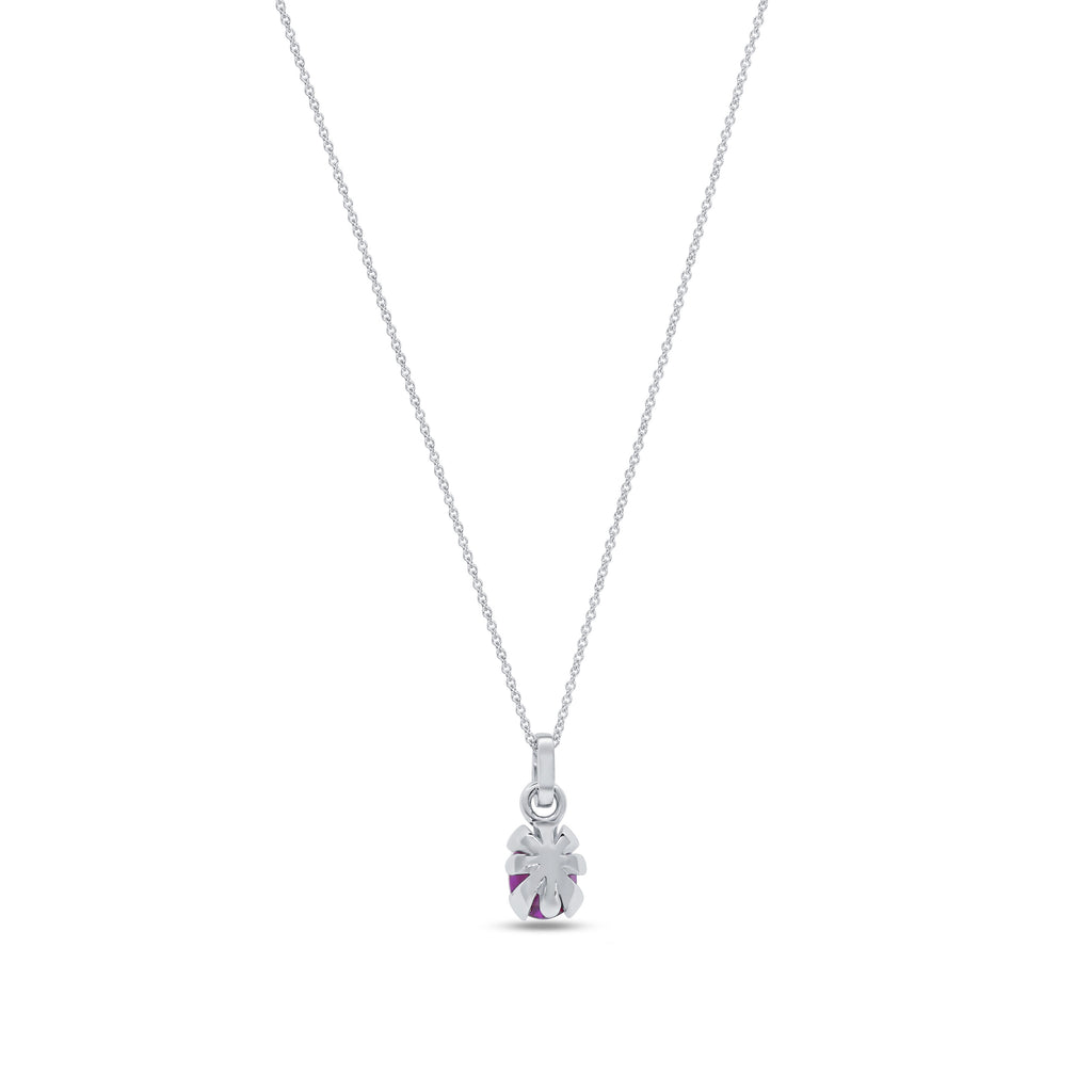 Pendant Necklace: Oval Ruby Pendant in 18k White Gold