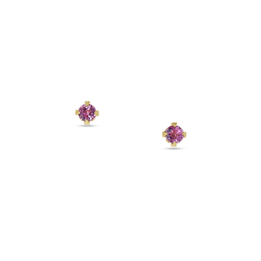 Stud Earrings: Pink Sapphire Studs in 18k Yellow Gold
