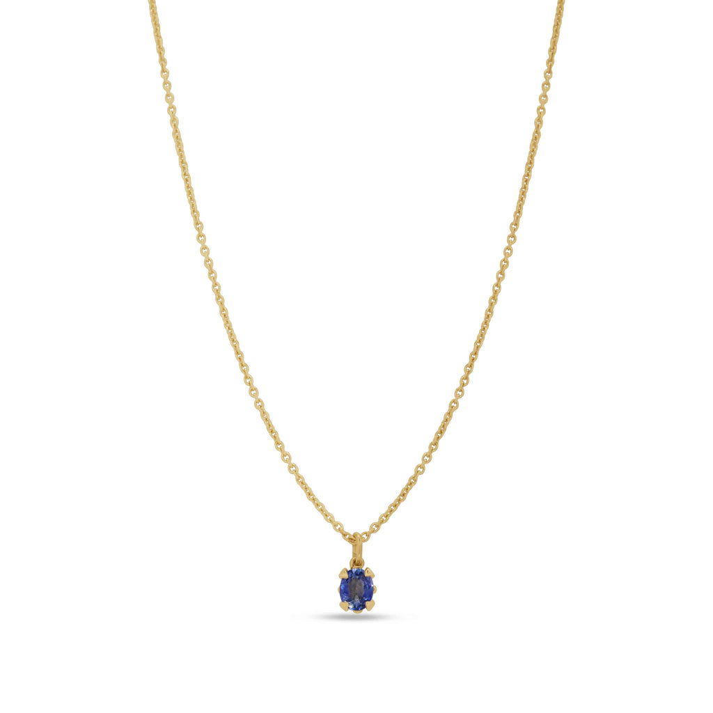 Pendant Necklace: Oval Sapphire Solitaire Pendant in 18k Yellow Gold