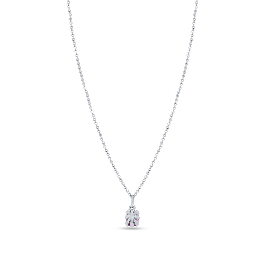 Pendant Necklace: Oval Pink Sapphire Pendant in 18k White Gold