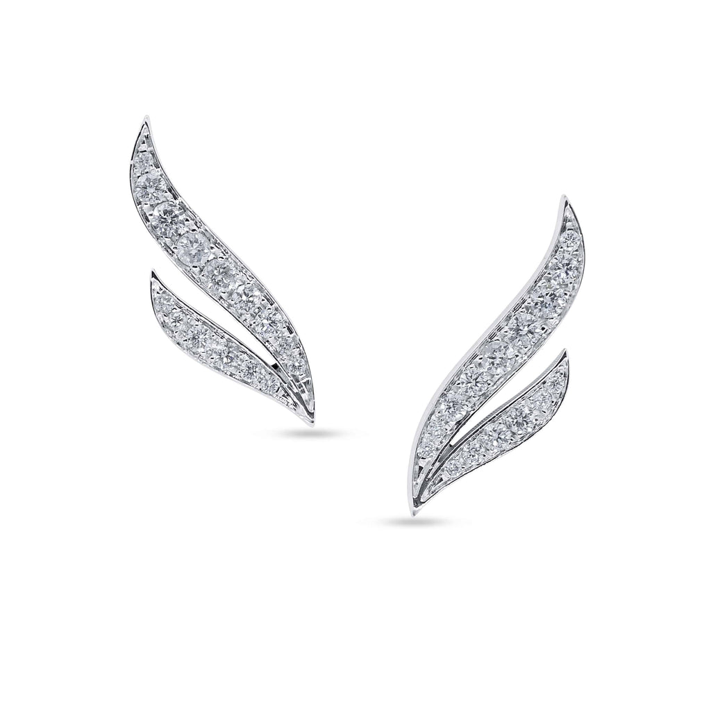 Stud Earrings: Diamond Angel Wing Studs in 18k White Gold