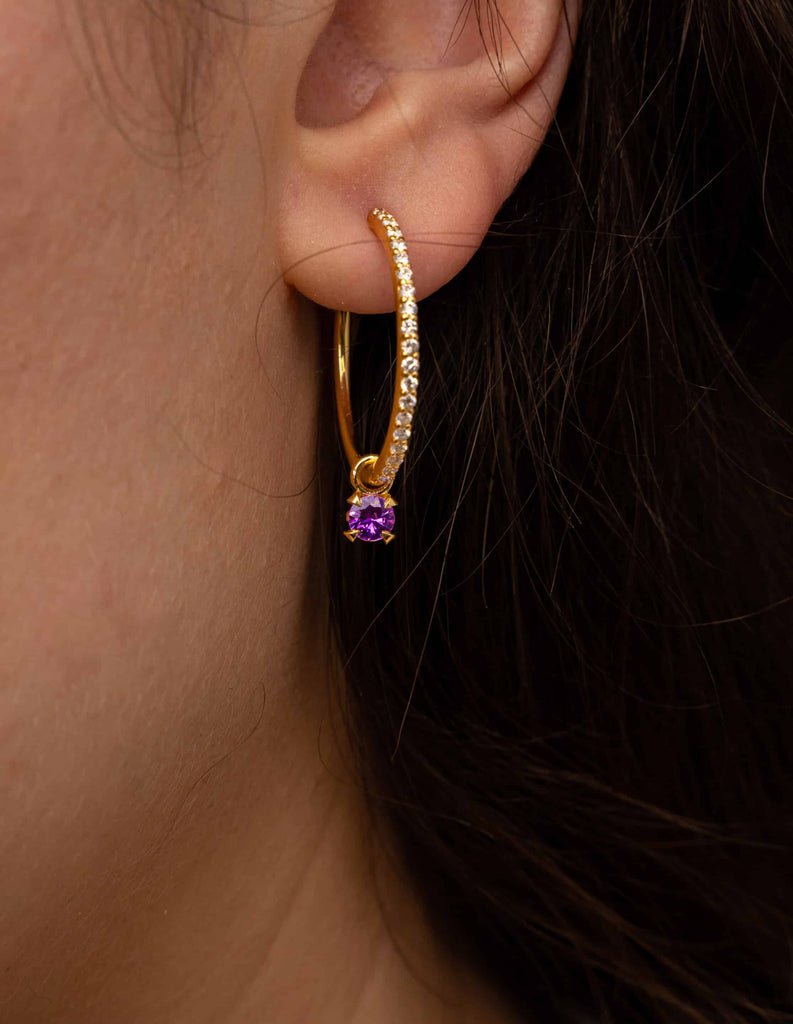 Gold Hoop Earrings: White Diamond Hoop Earrings in 18k Yellow Gold