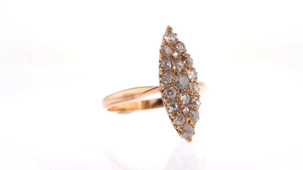 Cocktail Ring: Diamond Navette Cluster Ring in 14k Rose Gold