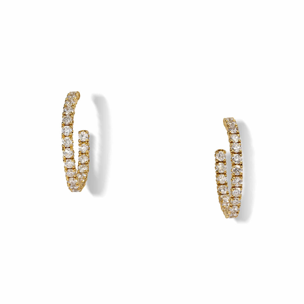 Gold Hoop Earrings: Diamond Inside-Out Hoops in 18k Yellow Gold