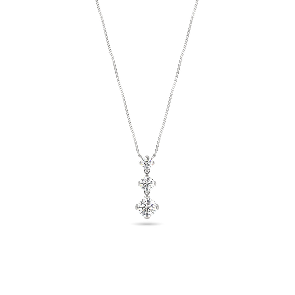 Diamond Trilogy Necklace in 18k White Gold